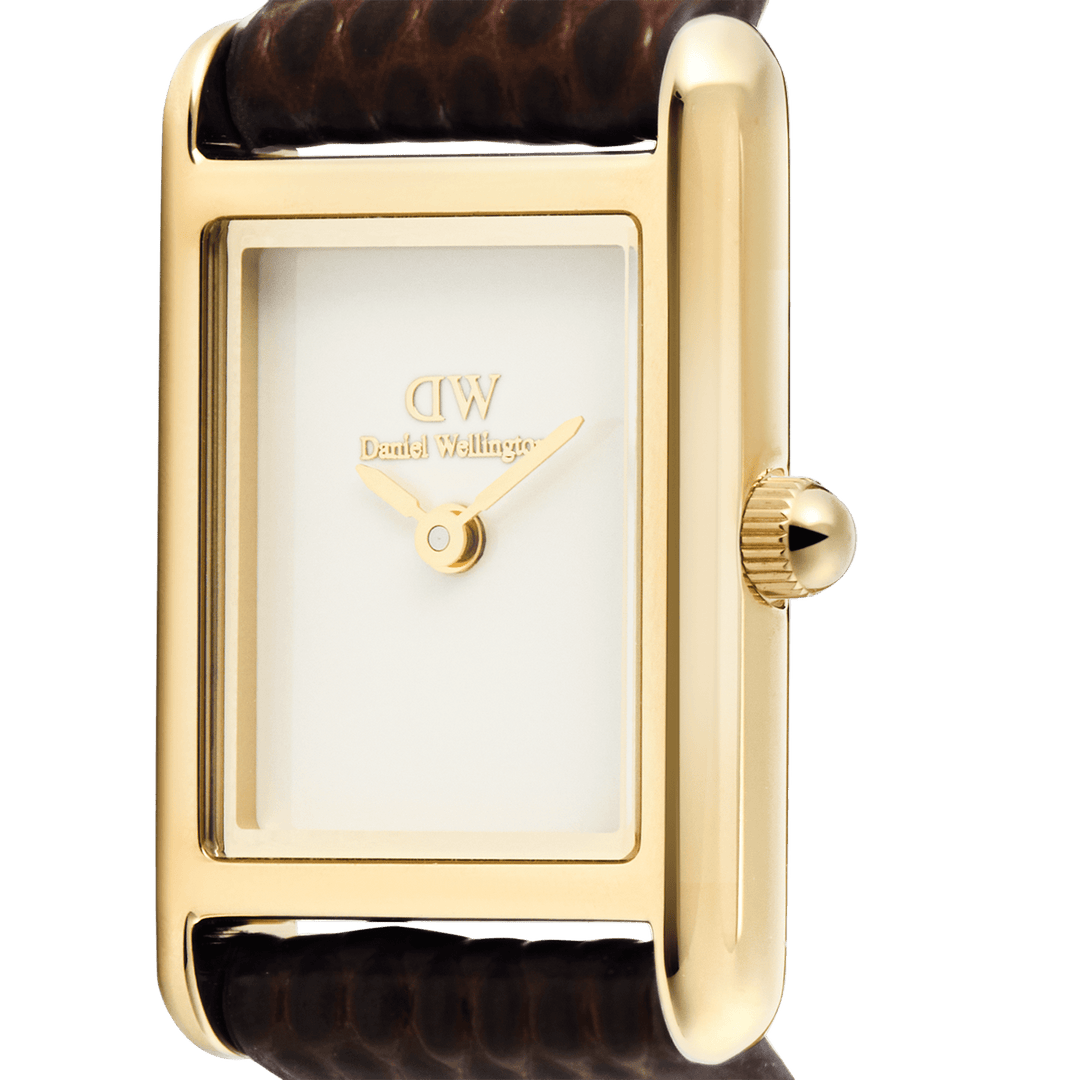Daniel Wellington Bound Mini Dark Brown Lizard Gold | The Jewellery Boutique