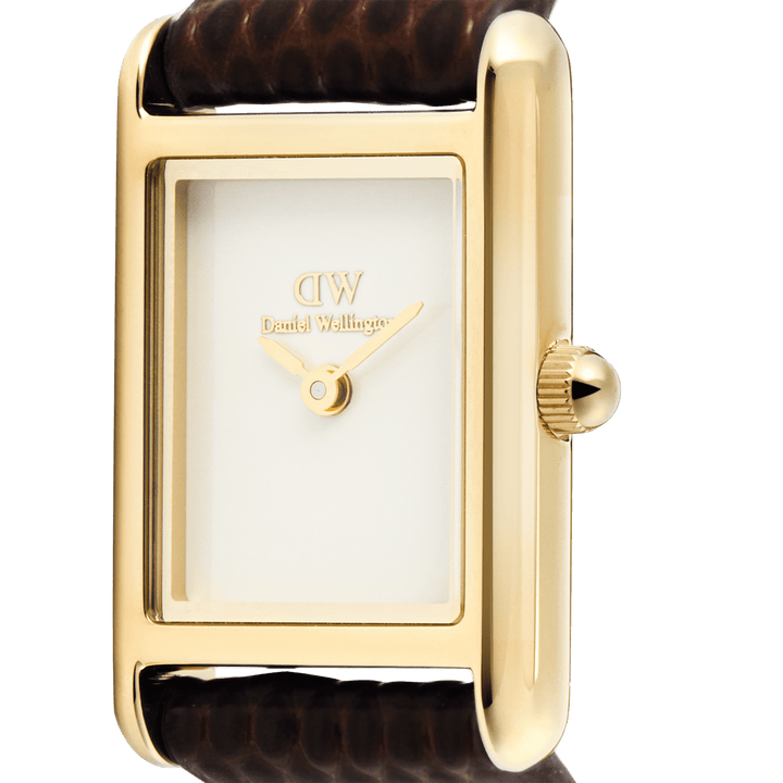 Daniel Wellington Bound Mini Dark Brown Lizard Gold | The Jewellery Boutique