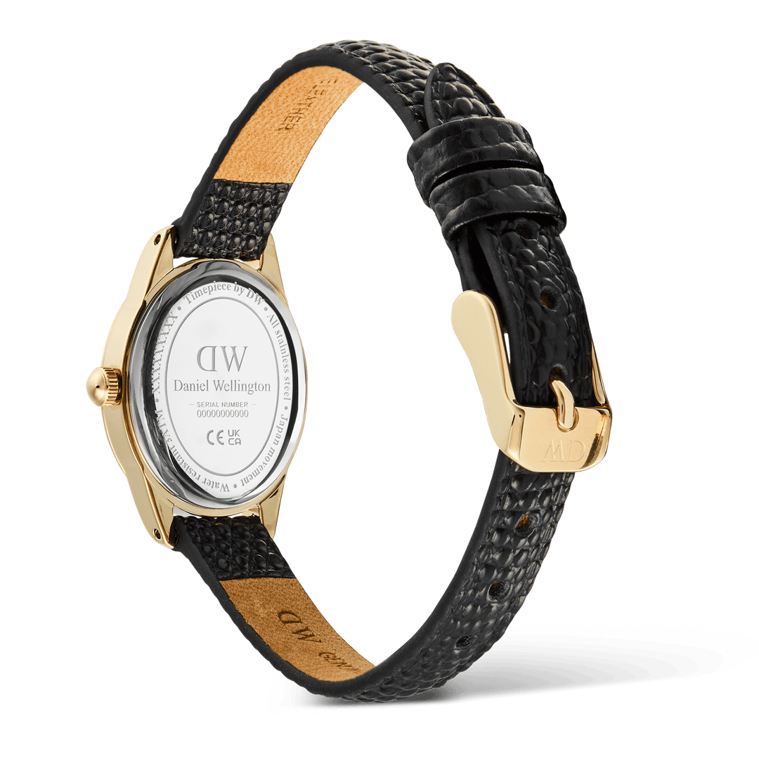 Daniel Wellington Ophelia Mini Black Lizard White GuillochÃ© Gold | The Jewellery Boutique