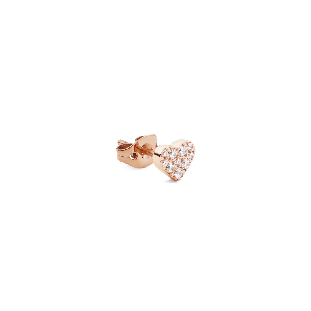 Crystal Heart Single Stud Rose Gold