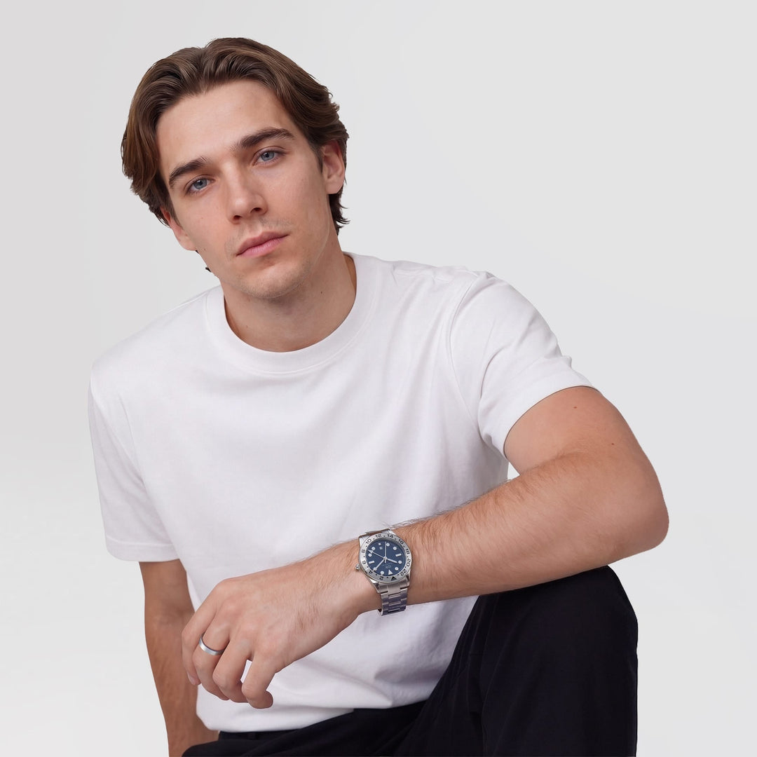 Daniel Wellington Iconic GMT Link Brushed Bezel Silver | The Jewellery Boutique
