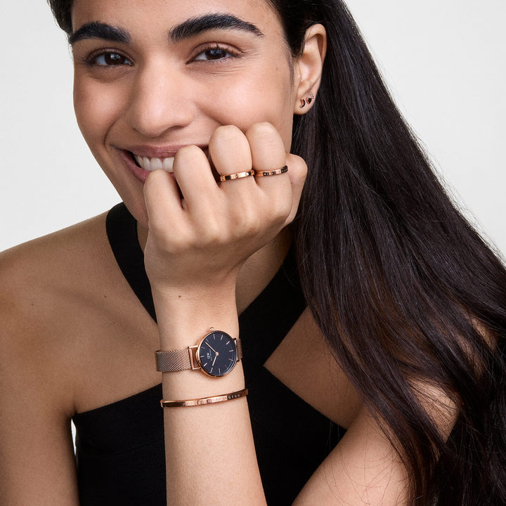Petite 28 Melrose Rose Gold & Black Watch