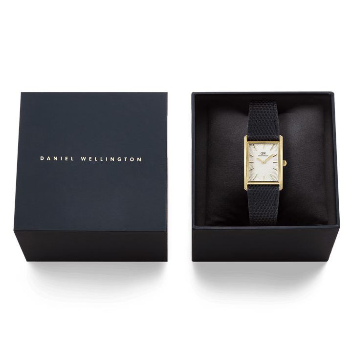 Daniel Wellington Bound Black Lizard GuillochÃ© Gold | The Jewellery Boutique