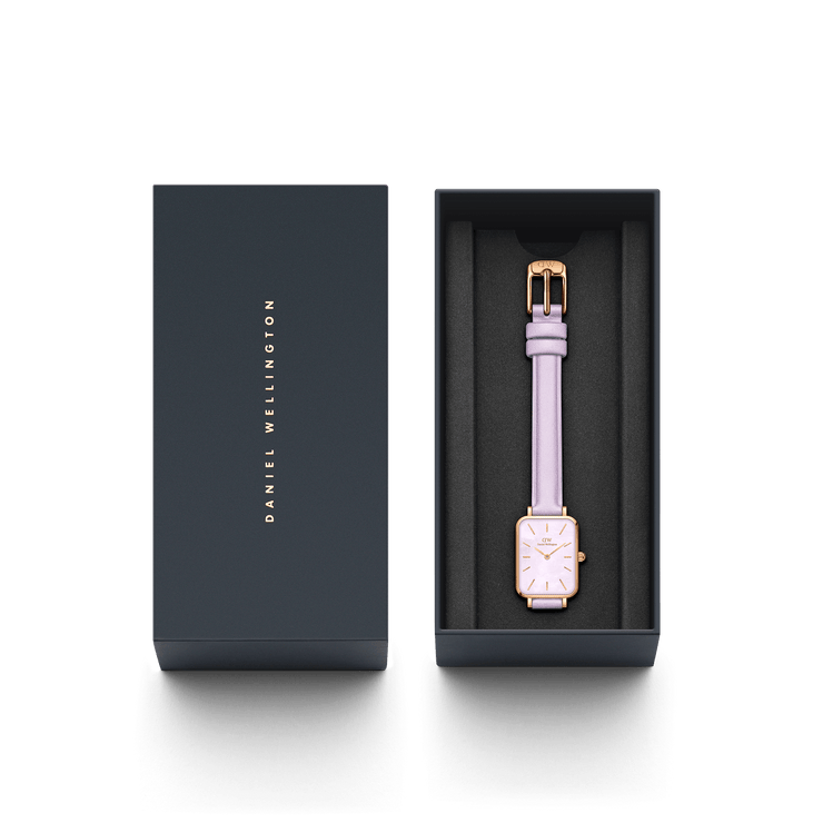 Daniel Wellington Quadro Purple Leather & Rose Gold Mother of Pearl Watch