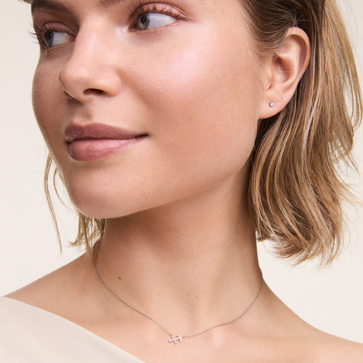 Crystal Single Stud Silver