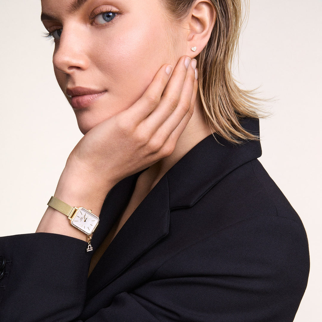 Crystal Heart Single Stud Gold