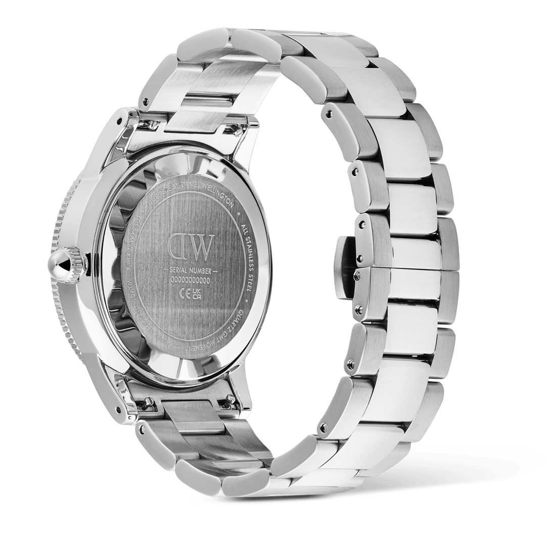 Daniel Wellington Iconic GMT Link Black Ceramic Bezel Silver | The Jewellery Boutique