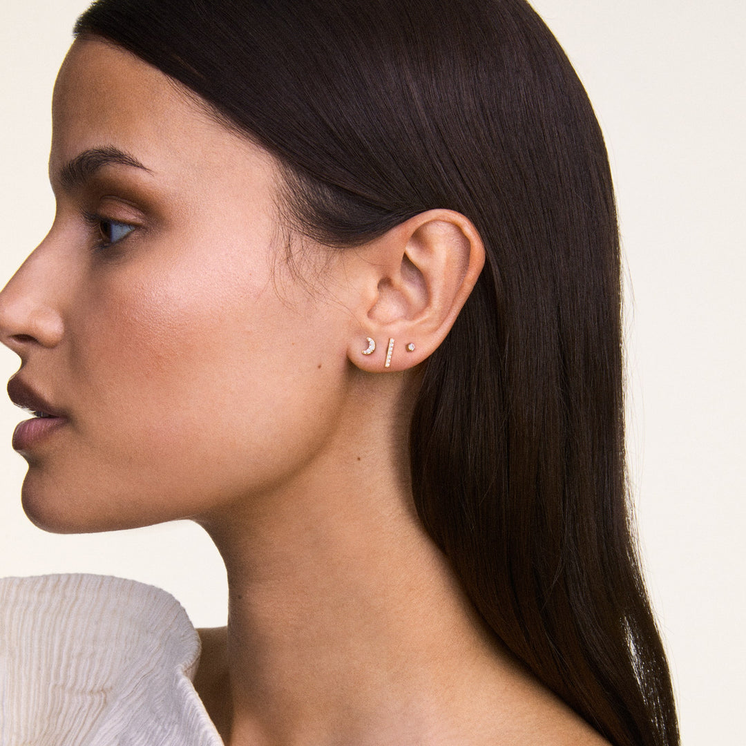 Crystal Bar Single Stud Gold