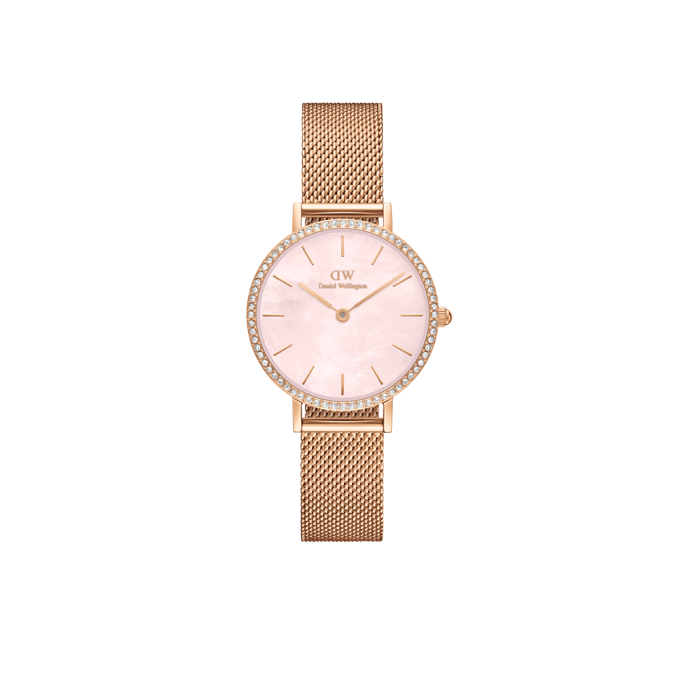 Daniel Wellington Petite 28 Bezel Mesh Pink Mother of Pearl Rose Gold Watch