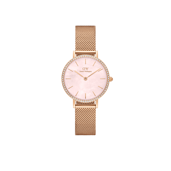 Daniel Wellington Petite 28 Bezel Mesh Pink Mother of Pearl Rose Gold Watch