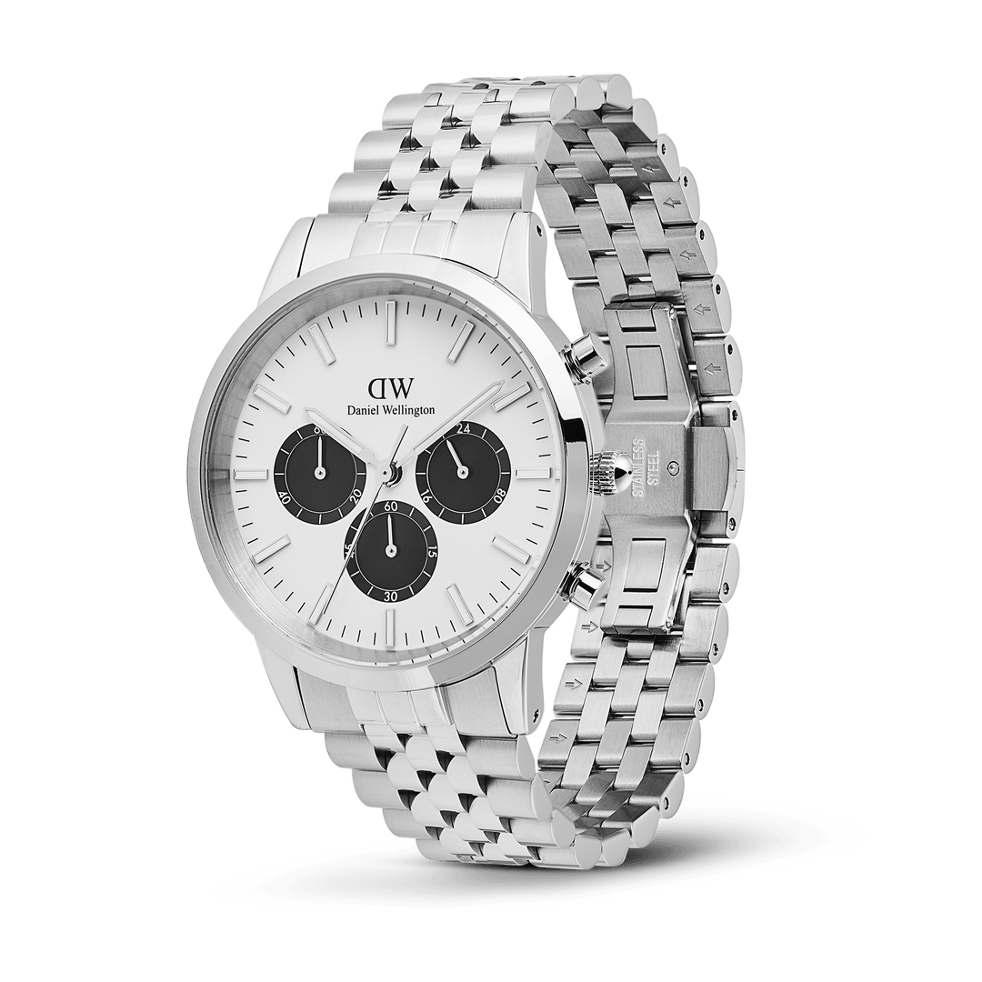 Daniel Wellington Iconic Chronograph Arch 5-Link Off- White Panda Silver