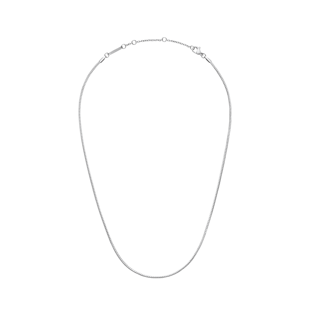Elan Flat Chain Necklace Short Silver
