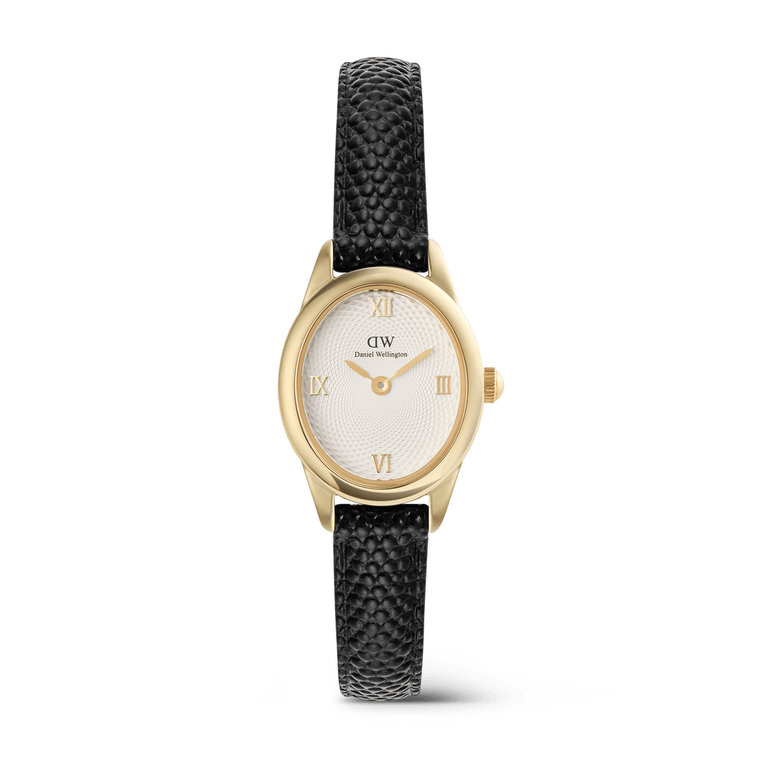 Daniel Wellington Ophelia Mini Black Lizard White GuillochÃ© Gold | The Jewellery Boutique