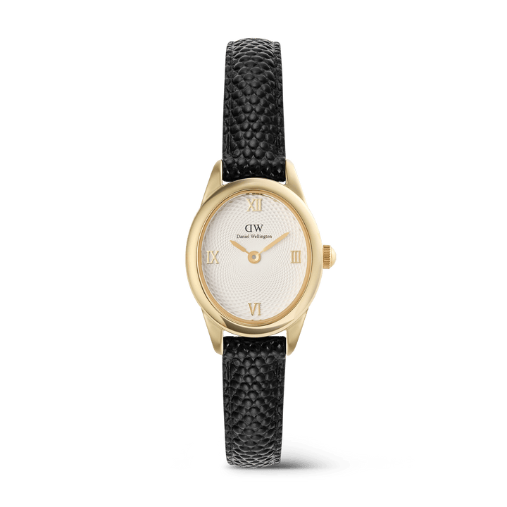 Daniel Wellington Ophelia Mini Black Lizard White GuillochÃ© Gold | The Jewellery Boutique
