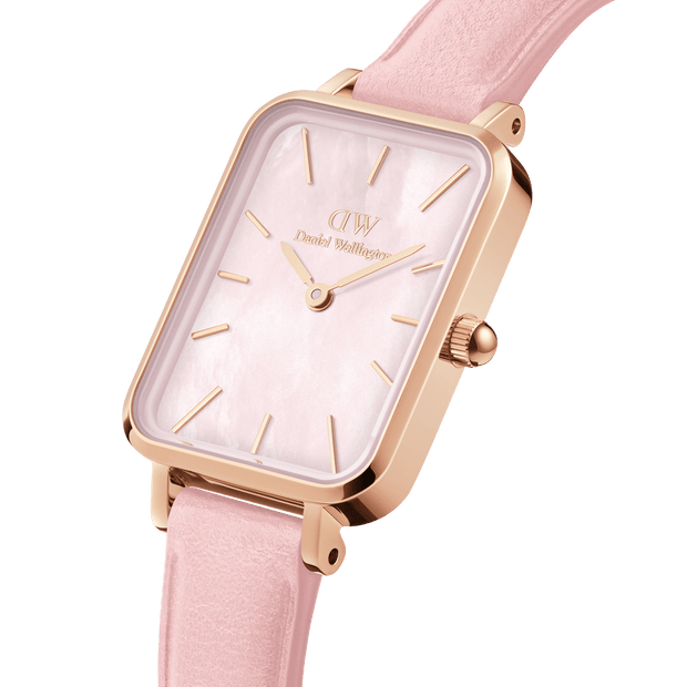 Daniel Wellington Quadro Pink Leather & Rose Gold Mother of Pearl Watch