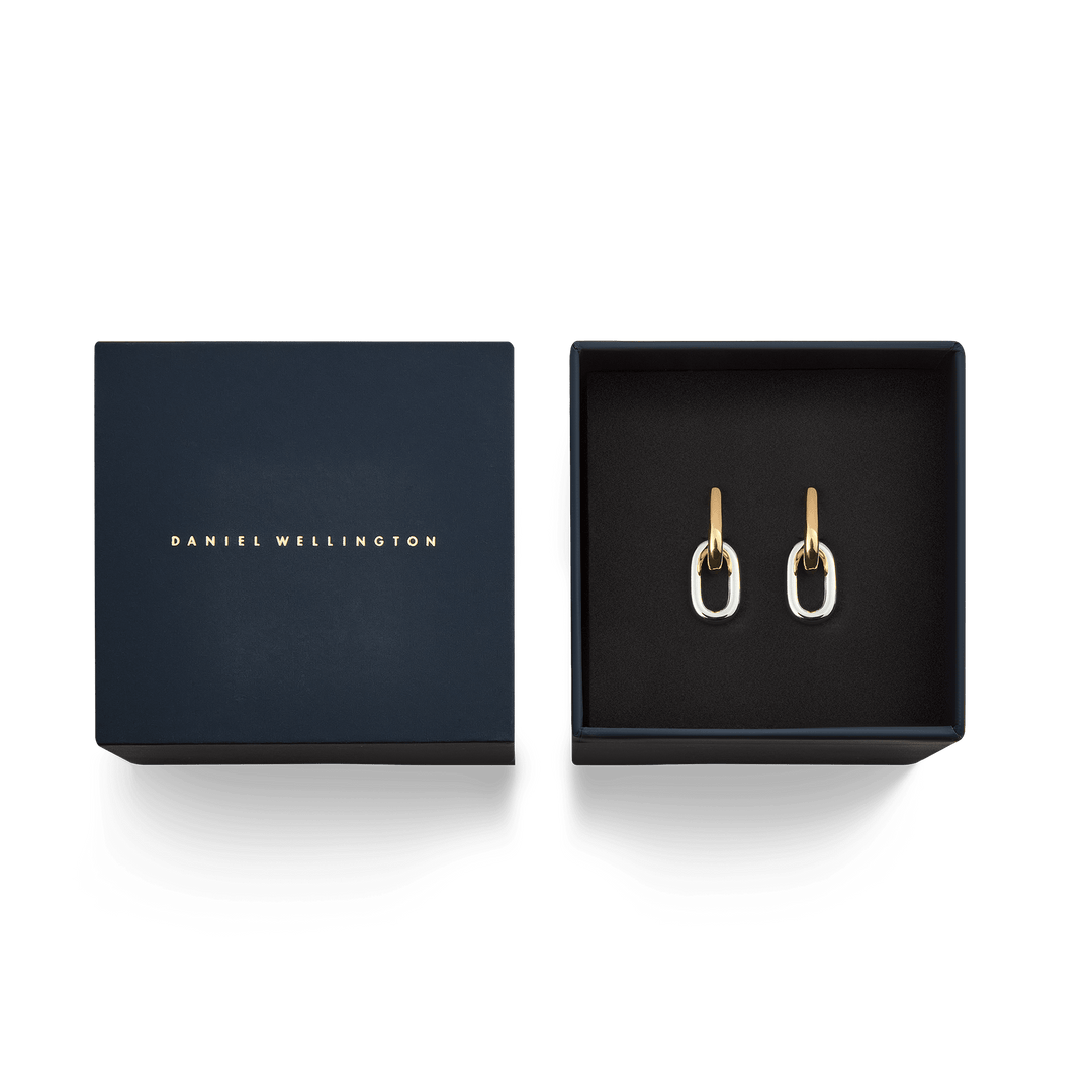 Daniel Wellington Contrast Link Earrings Two Tone Gold | The Jewellery Boutique
