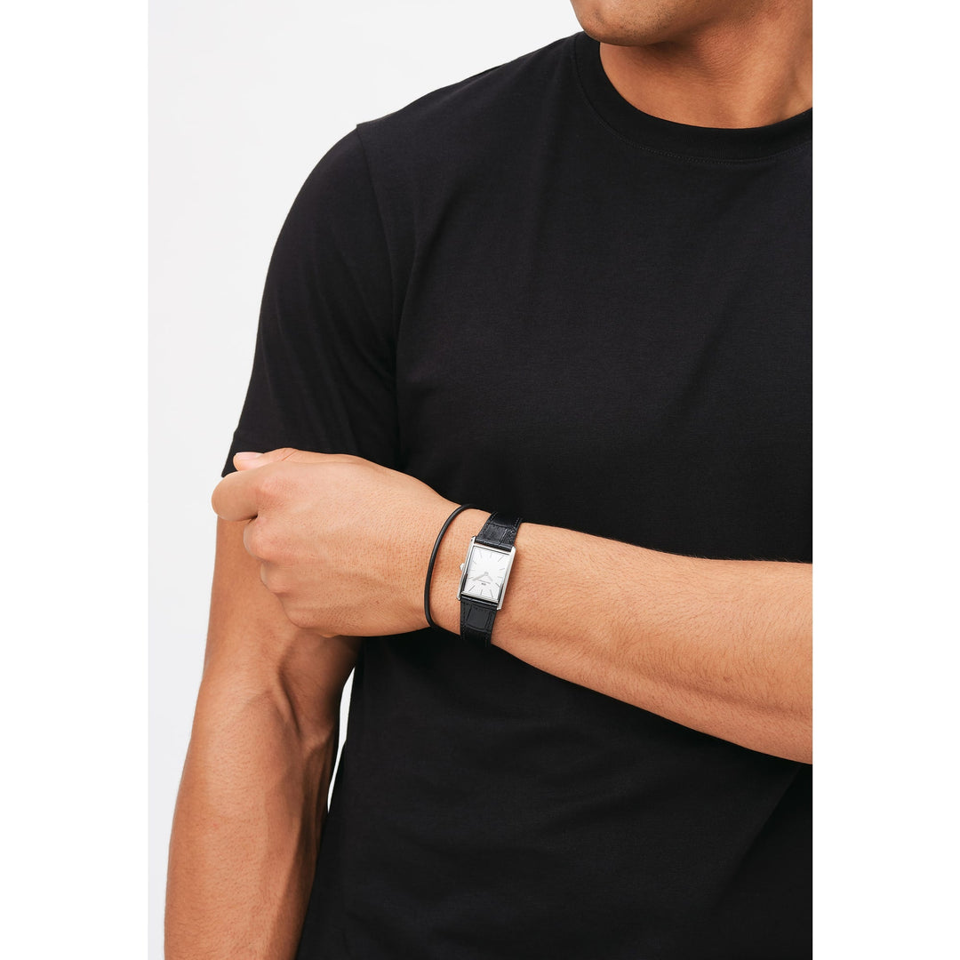 Daniel Wellington Bound 35x24 Black Croc Leather S White Watch