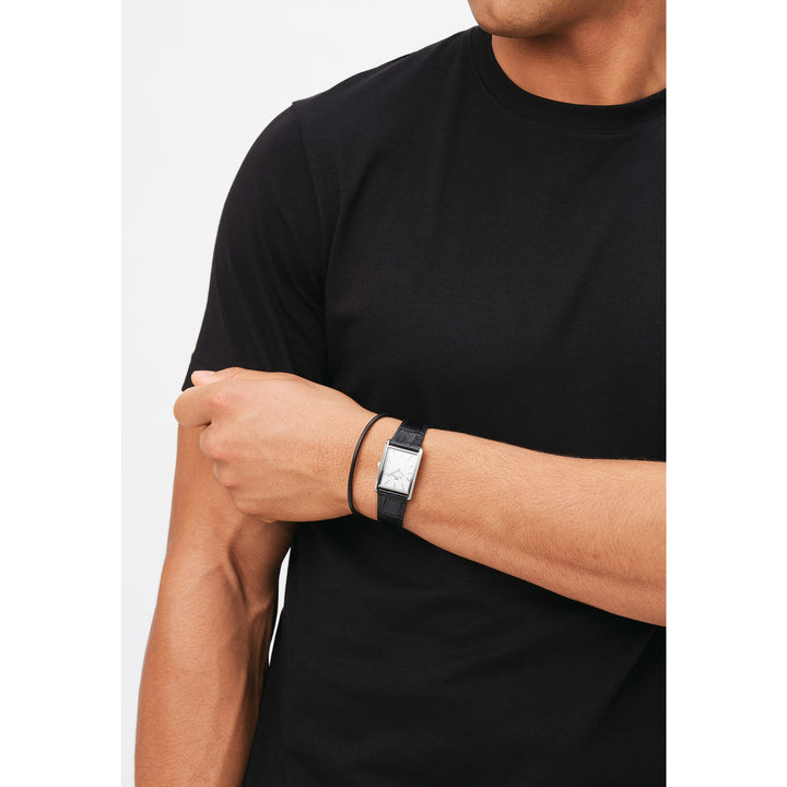 Daniel Wellington Bound 35x24 Black Croc Leather S White Watch