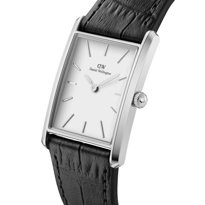 Daniel Wellington Bound 35x24 Black Croc Leather S White Watch