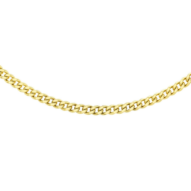 9K Yellow Gold 25 Diamond Cut Curb Chain 50cm Front Image