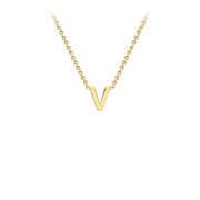 9K Yellow Gold 'V' Initial Adjustable Necklace 38cm/43cm  Australia