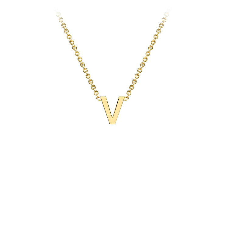 9K Yellow Gold 'V' Initial Adjustable Necklace 38cm/43cm  Australia