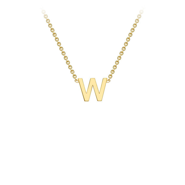 9K Yellow Gold 'W' Initial Adjustable Necklace 38cm/43cm  Australia