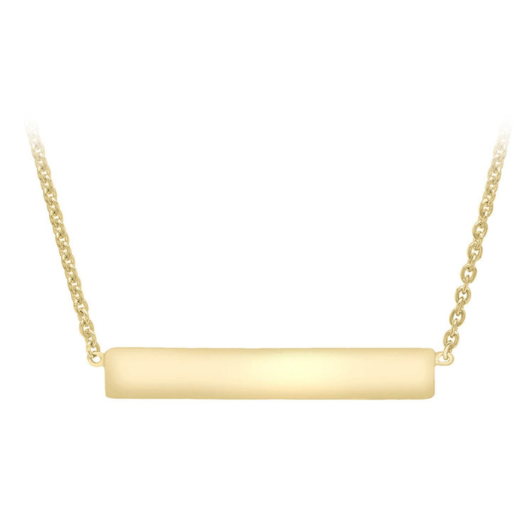 9K Yellow Gold 22mm x 3mm Horizontal-Bar Adjustable Necklace 41cm-43cm