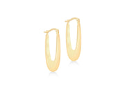 9K Yellow Gold Elongated Drop Hoop Earrings