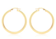 9K Yellow Gold 3mm Round Hoop Earrings 35mm