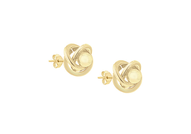9K Yellow Gold 5mm Knot Ball Stud Earrings
