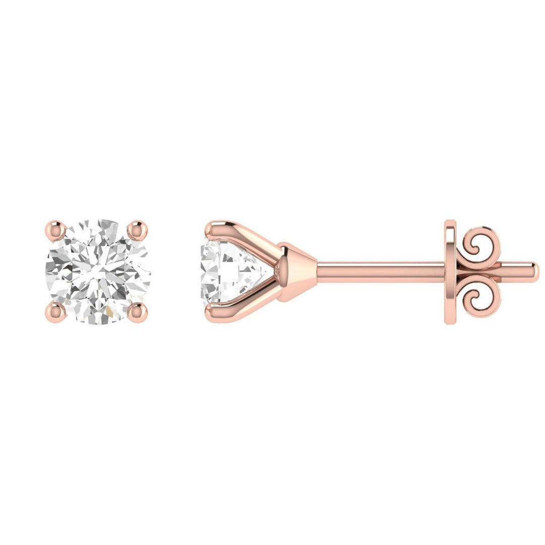 Diamond Stud Earrings with 0.90ct Diamonds in 18K Rose Gold