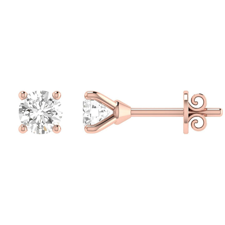 Diamond Stud Earrings with 0.90ct Diamonds in 18K Rose Gold