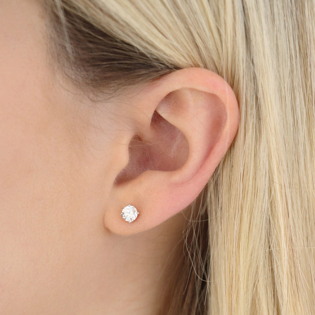 Diamond Stud Earrings with 0.90ct Diamonds in 18K Rose Gold - 18RCE90