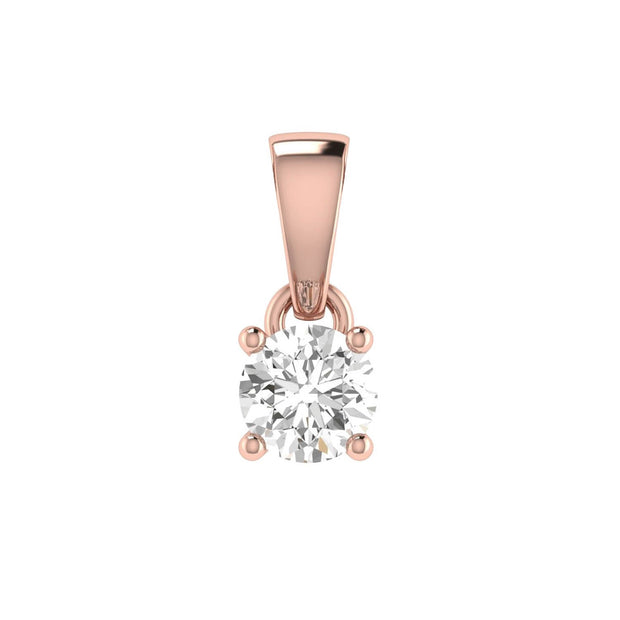 Diamond Solitaire Pendant with 0.30ct Diamonds in 18K Rose Gold