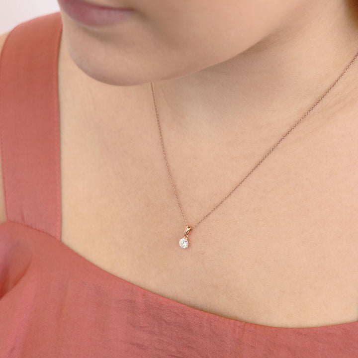 Diamond Solitaire Pendant with 0.40ct Diamonds in 18K Rose Gold - 18RCP40