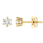 Diamond Stud Earrings with 0.75ct Diamonds in 18K Yellow Gold