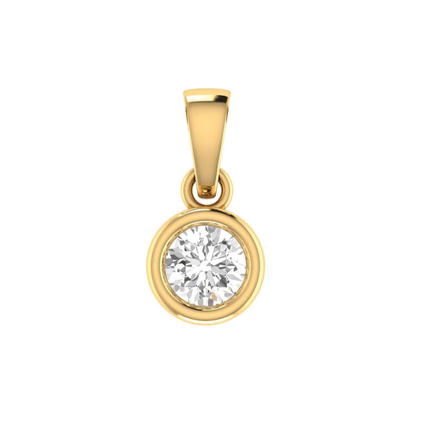 Diamond Solitaire Pendant with 0.30ct Diamonds in 18K Yellow Gold