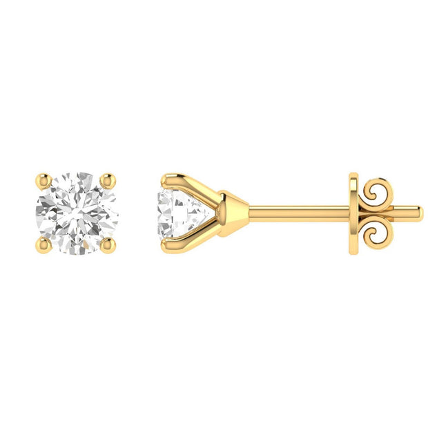 Diamond Stud Earrings with 0.50ct Diamonds in 18K Yellow Gold