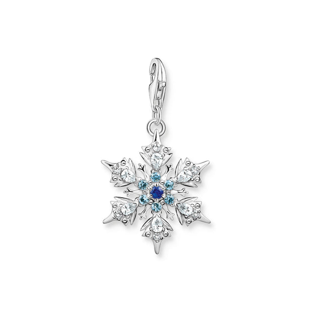 Charm pendant snowflake with blue stones silver | The Jewellery Boutique