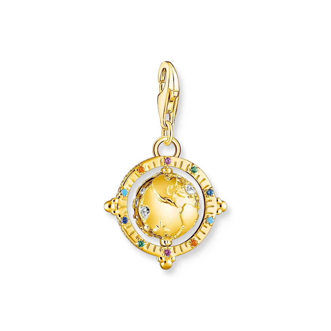 Charm Pendant Vintage Globe Gold Multi Stone | The Jewellery Boutique