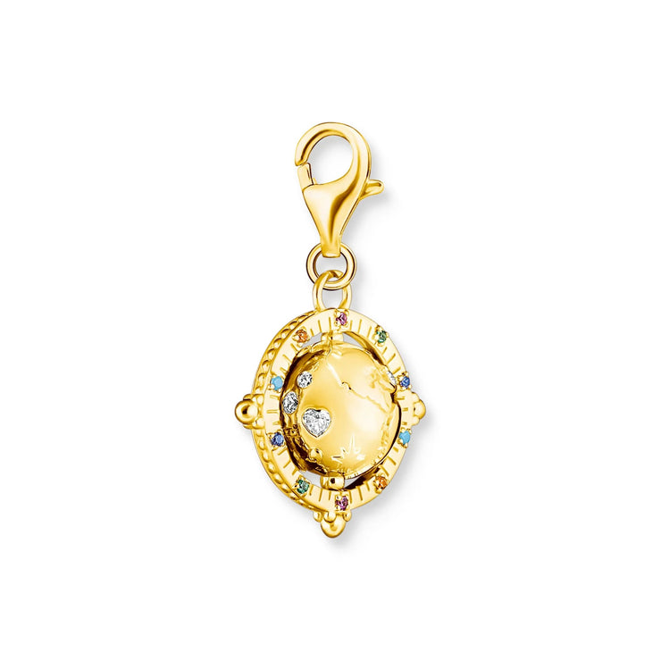 Charm Pendant Vintage Globe Gold Multi Stone | The Jewellery Boutique