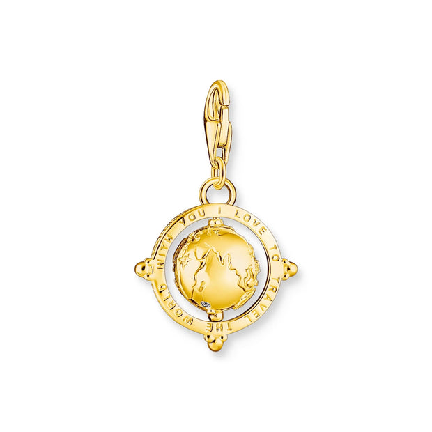 Charm Pendant Vintage Globe Gold Multi Stone | The Jewellery Boutique