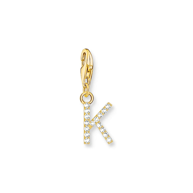 Charm pendant letter K gold plated | The Jewellery Boutique