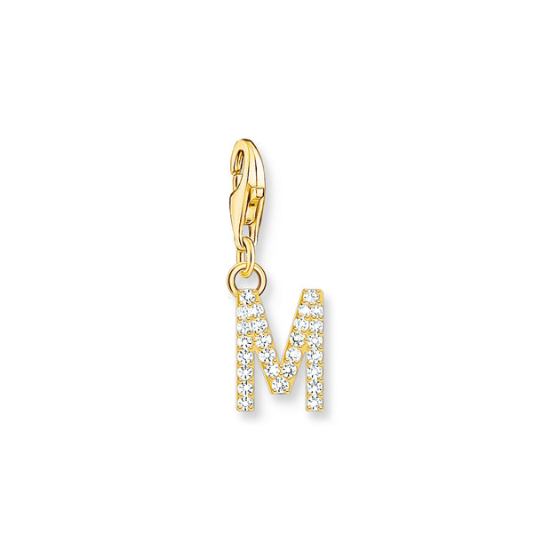 Charm pendant letter M gold plated | The Jewellery Boutique