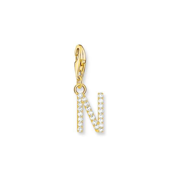 Charm pendant letter N gold plated | The Jewellery Boutique