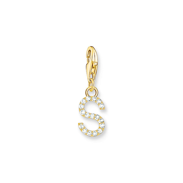 Charm pendant letter S gold plated | The Jewellery Boutique