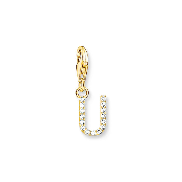 Charm pendant letter U gold plated | The Jewellery Boutique
