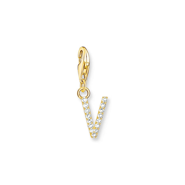 Charm pendant letter V gold plated | The Jewellery Boutique