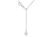 9K White Gold Adjustable Heart Chain Necklace 56cm